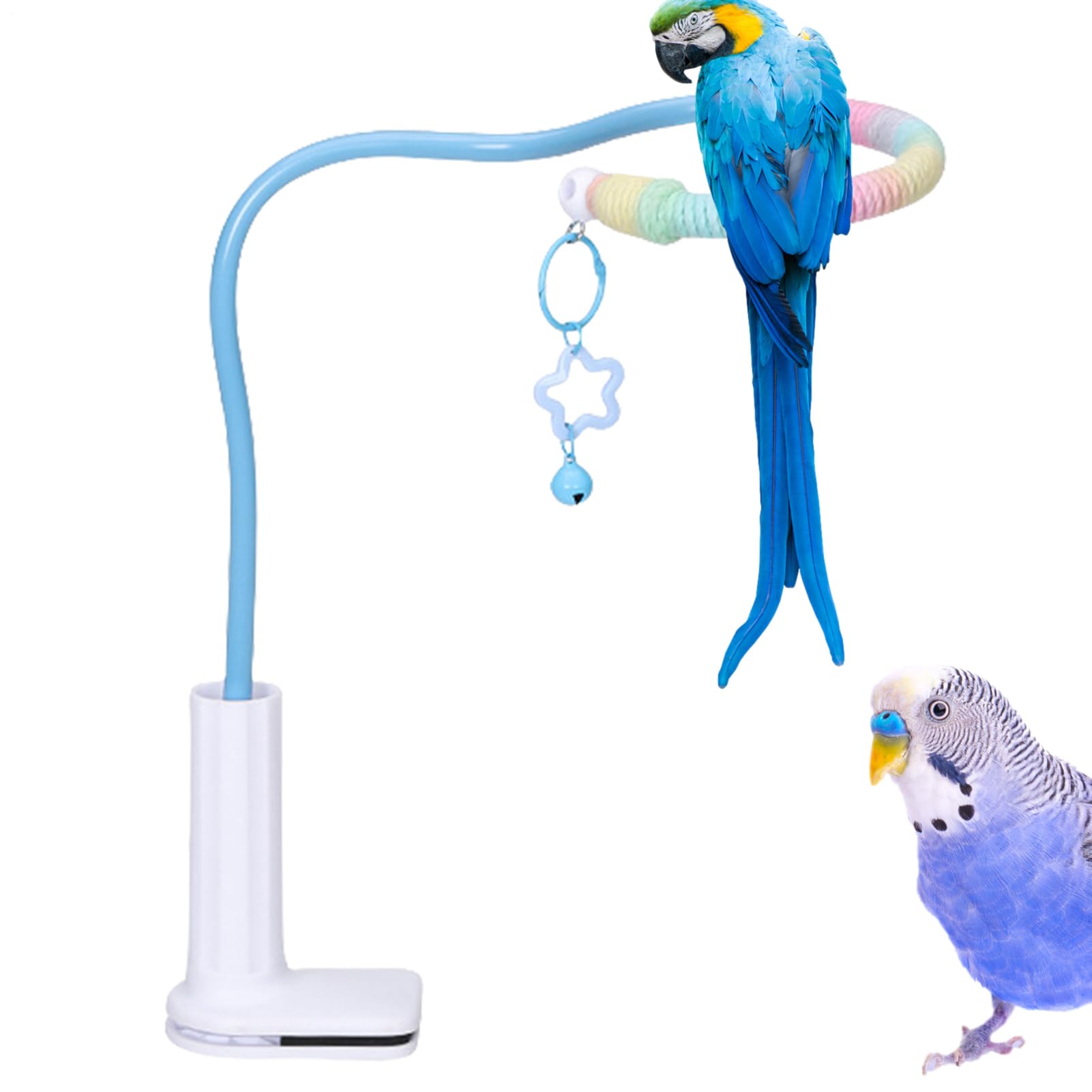 Parrot Desktop Inteřactive Perch, Rainbow Cotton Rope Stress Relief Toy, Non-Šlip Desktop Pērch For Budgies Cockatiels, For Relaxation Self-Entertainment Training, 1 Peřch — view 10