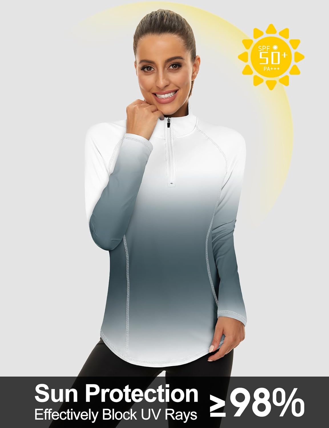 LURANEE Womens UPF 50+ Long Sleeve 1/4 Zip Pullover Athletic Hiking Running Workout Tops - Image 3