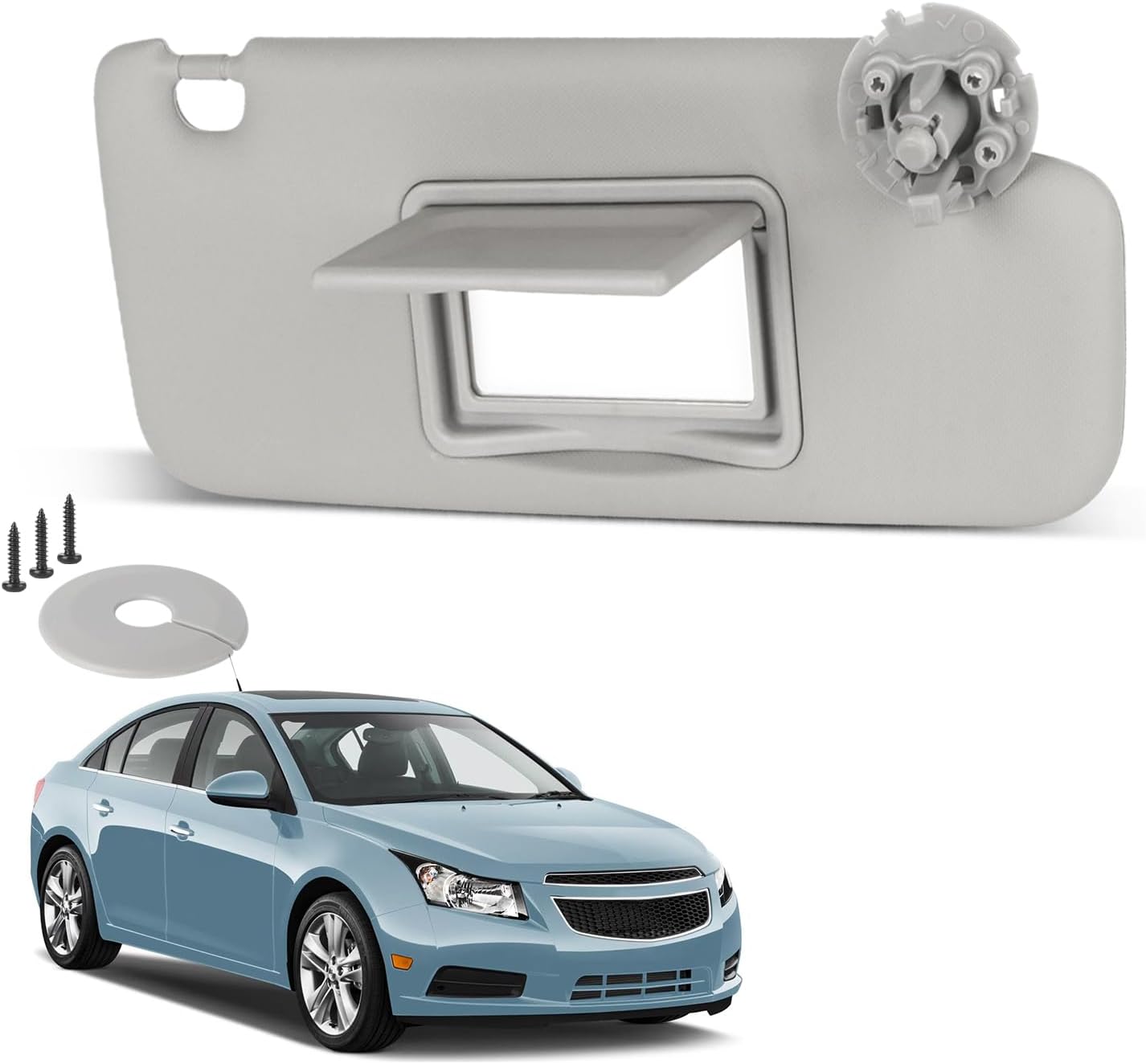 Sun Visor Driver&Passenger Side for 2011-2019 Chevy Cruze, Gray, Left&Right Side Car Visor with Mirror,Replacement#95034256 95034253 84126667 84126658