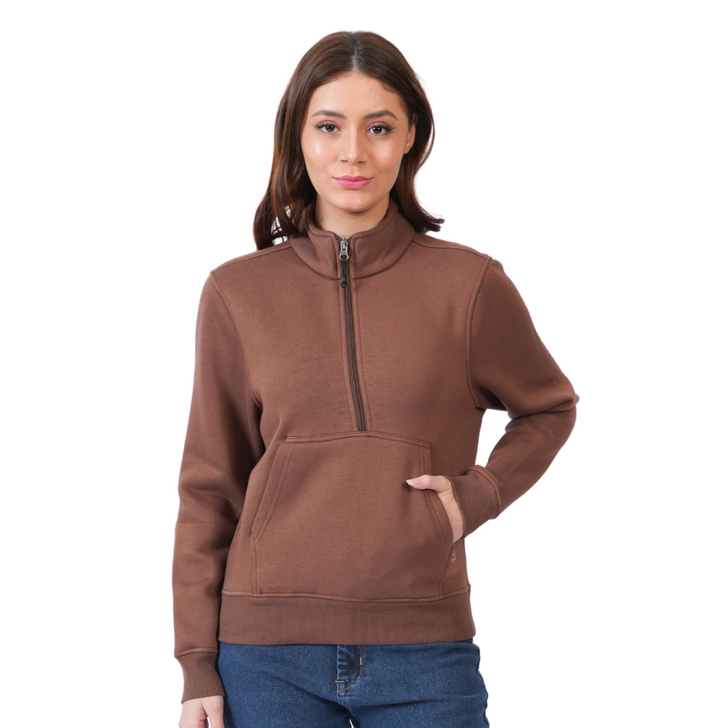 bonjour Women Half Zipper Sweatshirt for Woman, Stylish Sweat Shirt for Women Standard Length Winter wear-picture-49