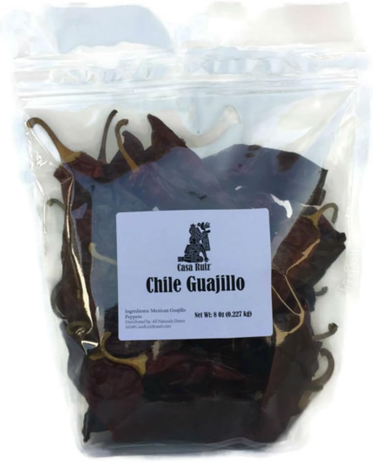 Chile Guajillo - Casa Ruiz Brand - 8 Oz RESEALABLE Bag - Mexican Guajillo Peppers - Dried Whole Mirasol Chili Pods -Mild to Medium Heat - Sweet Spicy Tangy Fruity Pleasant Flavor –Mexicano Travieso