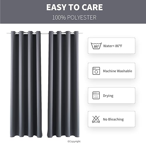 Miniatura 6 de Cortina impermeable para exteriores 52 de ancho x 84 de largo, ojal superior que bloquea la luz solar, cortinas para ventanas, cortinas opacas para