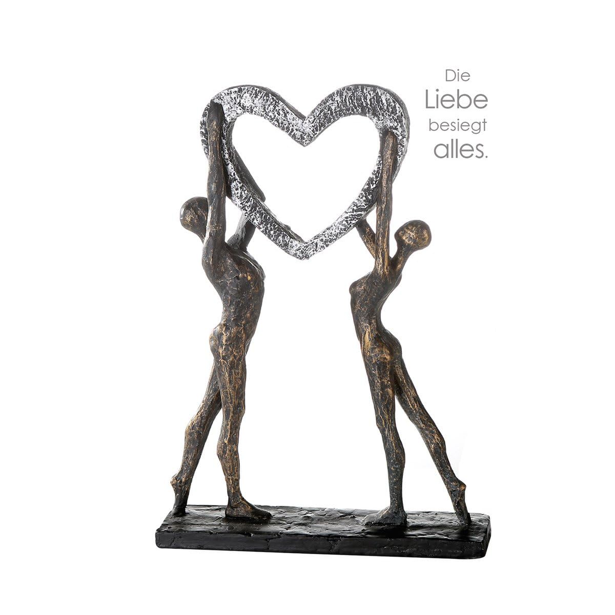 Casablanca Skulptur Victory, Deko Figur Bronze, Silber, Kunstharz Statue Wohnzimmer, Büro Dekoration H. 37 cm x B. 26 cm - Moderne Skulpturen Couple, Liebe, Hochzeit, Valentinstag