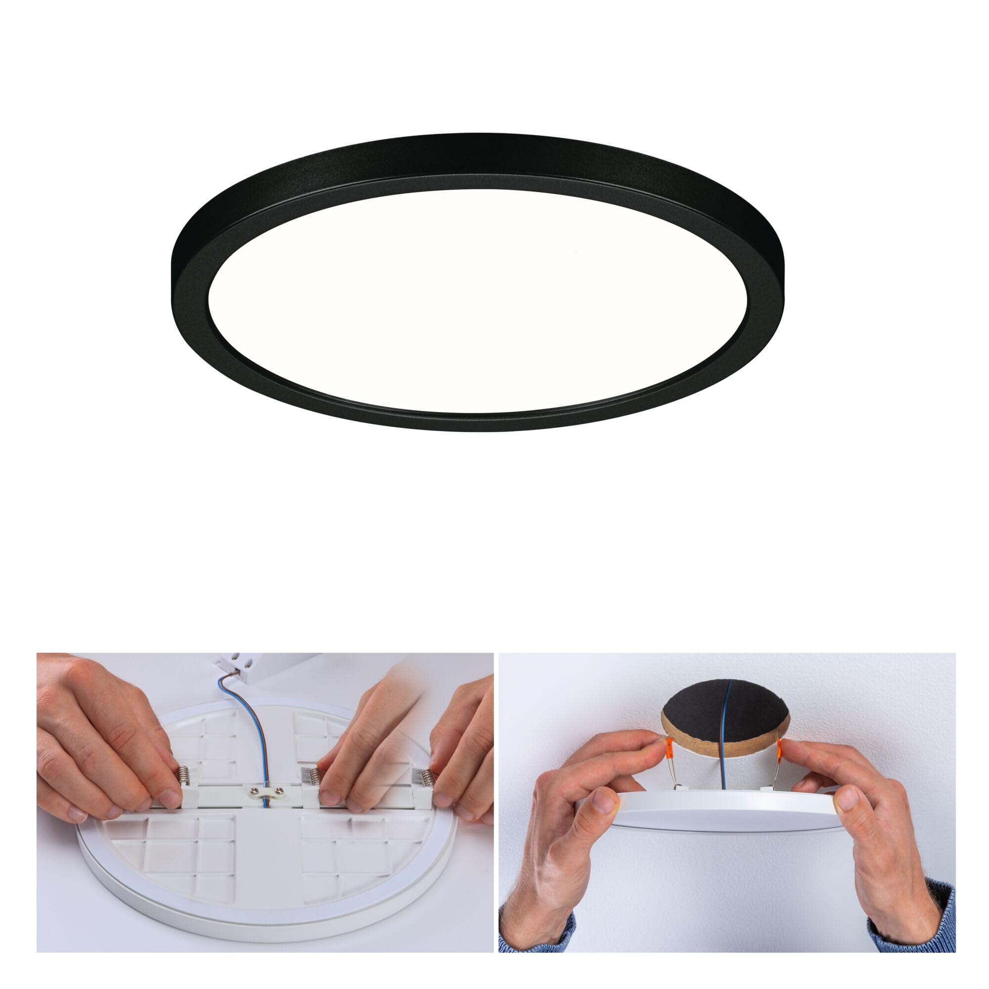 Paulmann 79963 LED Panel Einbaupanel Areo IP44 175mm rund incl. 1x13 W Warmweiß Schwarz Kunststoff Beleuchtungssystem 4000 K