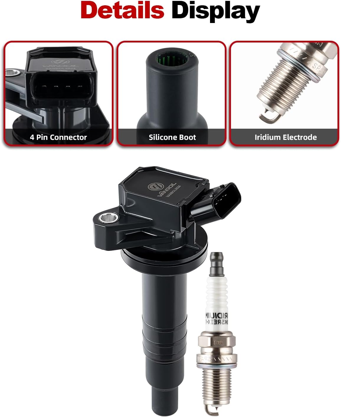 Set of 4 Ignition Coil Pack UF247 and Iridium Spark Plug Compatible with Toyota Corolla 1999-2008 Matrix 2003-2008 Celica Chevy Prizm 1999-2002 Pontiac Vibe 2003-2008 MR2 Spyder L4 1.8L Engine