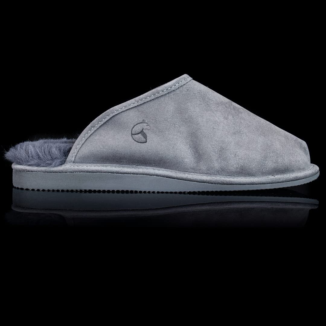 ESTRO Pantofole Uomo Inverno Ciabatte Casa Pantofola Ciabatta Vera Pelle SNUG Beige Classico