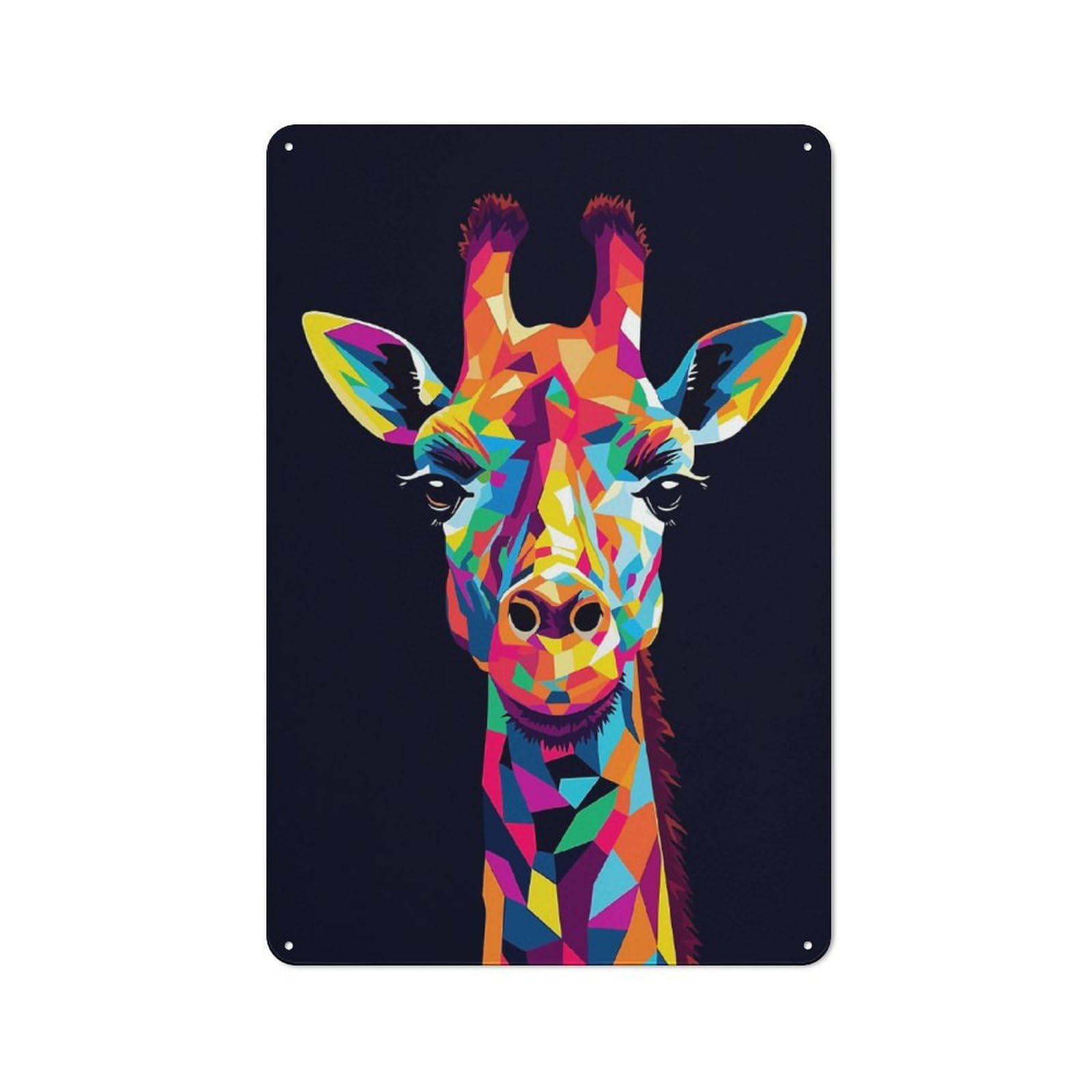 Junmoney Style Giraffe Animal Pop Art Rustic Metal Sign 30X20cm For Garden Room Or Summerhouse, For Themed Interiors In Garden Rooms And Summerhouses