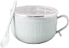Ramen Bowl with Lid, 9.5 x 14 cm, Instant Noodle Bowl, Instant Noodle Cup, Pasta Pot, Ramen Bowl Set for Pasta, Soup, Bento Lunch Light Blue