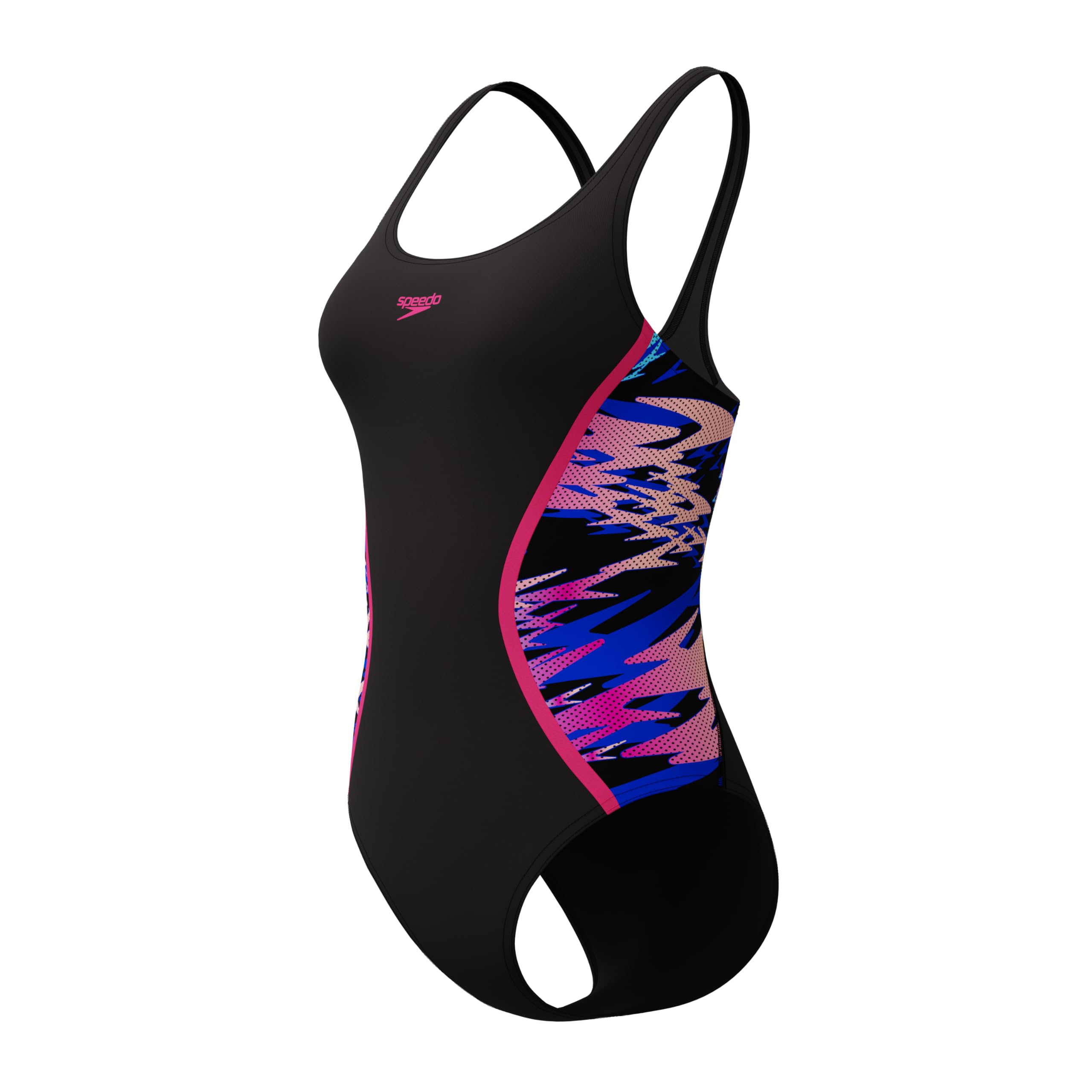 Speedo Women's Hyperboom Splice Muscleback One Piece Swimsuit, Black, 34