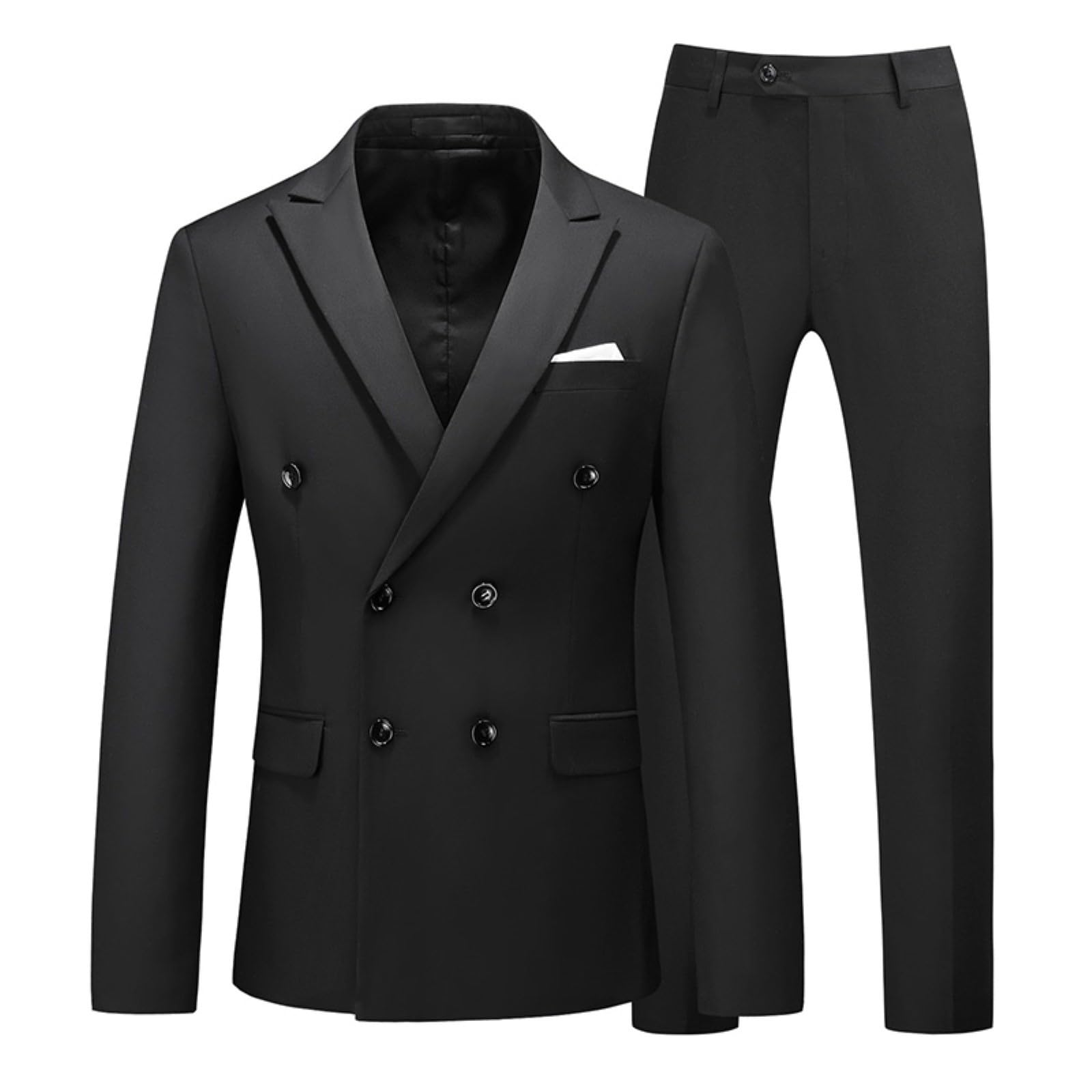 2025 Hommes Robe Slim Fit 2 Pièces Double Poitrine Business Mariage Bal Smoking Robes Veste Pantalon, Pour Événements, En Velours, Vêtements Coton Modernes Confortables, Complet de Cérémonie