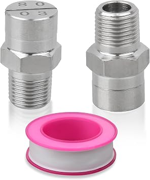 Flat Fan Spray Nozzle Tip, 1/8 BSPT Thread 304 Stainless Steel 80 Degree 1.1mm Orifice Diameter High Pressure Jet Nozzle 2 Pcs