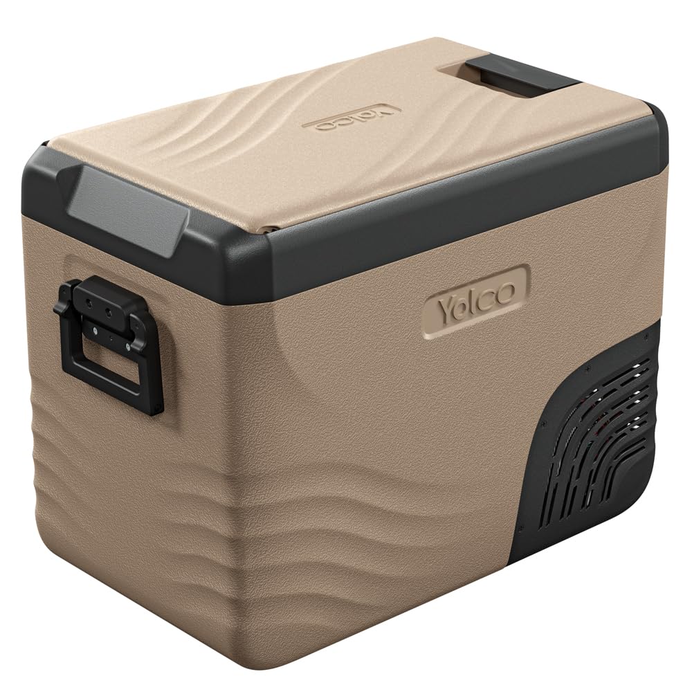 YOLCO KX40 Sand Dual-Zone Kompressor Kühlbox 40L – Tragbarer Auto Kühlschrank mit Kühl- & Gefrierfunktion 12V/24V DC & Steckdose, bis -20°C