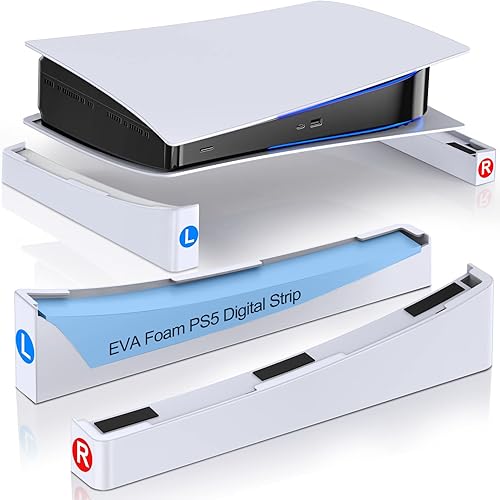 EUROA Soporte horizontal para PS5, soporte lateral compatible con Playstation 5, soporte horizontal mejorado para consola PS5 disco y ediciones