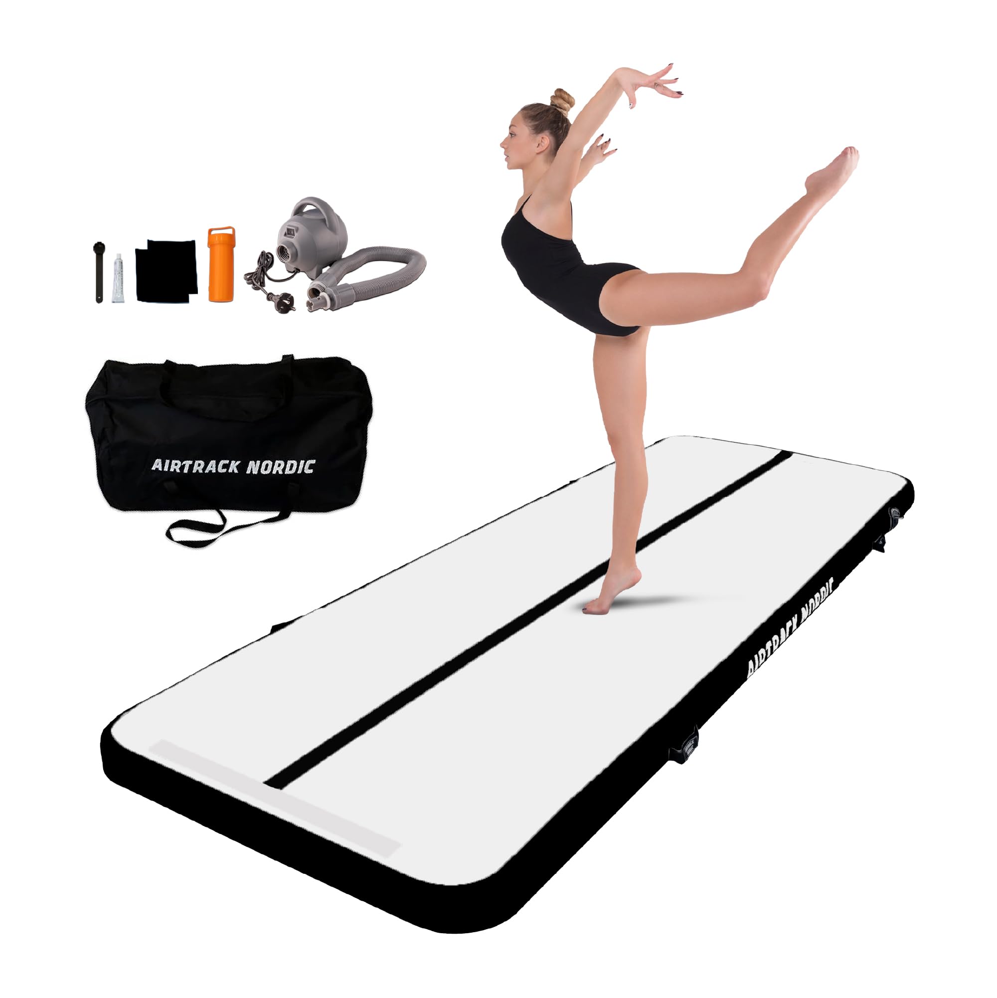 AirTrack Nordic Standard Air Track 3m/4m/5m/6m/7m/8m con Pompa Elettrica ad Aria, Tappeto Ginnastica Artistica da Casa, Tappetino Gonfiabile Resistente e Facile da Trasportare, Air Track Tumbling