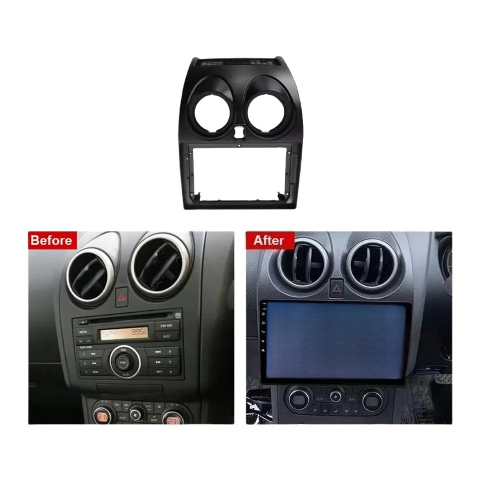 Mascherina Autoradio Cornice Stereo 9 Pollici Autoradio Cornice Lettore Dvd Trim Cruscotto Plastica Schermi Auto CANBUS Cavi Harnes per Nissan per Qashqai 2005 2006 2007