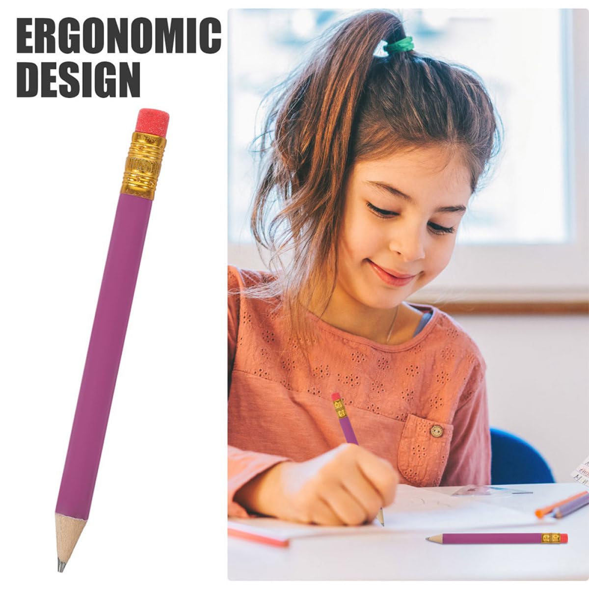 Beavorty 144 Matite Piccole Hb in Legno per Scrittura e Disegno, Set Scolastico Portatile per Studenti e Artisti, Matite Cancellabili per Scuola, Ufficio e Uso Domestico