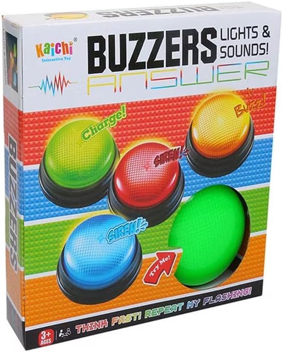 Dreamzon 4-Piece Lights And Sounds Answer Buzzers 18×18×3.8centimeter