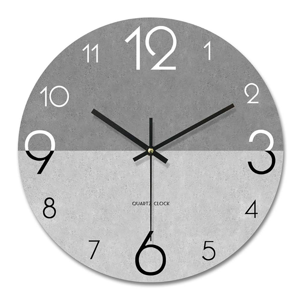 PFLifeWall Clocks for Living Room Modern For Kitchen Bedroom Dining Room Office Silent Decorative 35cm 3D Black White Battery Operated (Grey, 12 Inch)