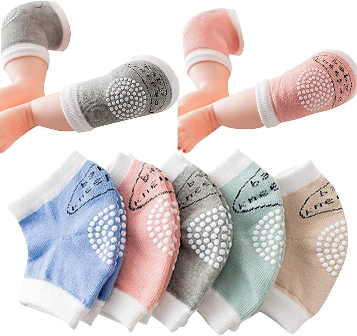 Mumoo Bear Baby Crawling Anti-Slip Knee Best Infant Gift, Unisex Baby Toddlers Kneepads 5 Pairs