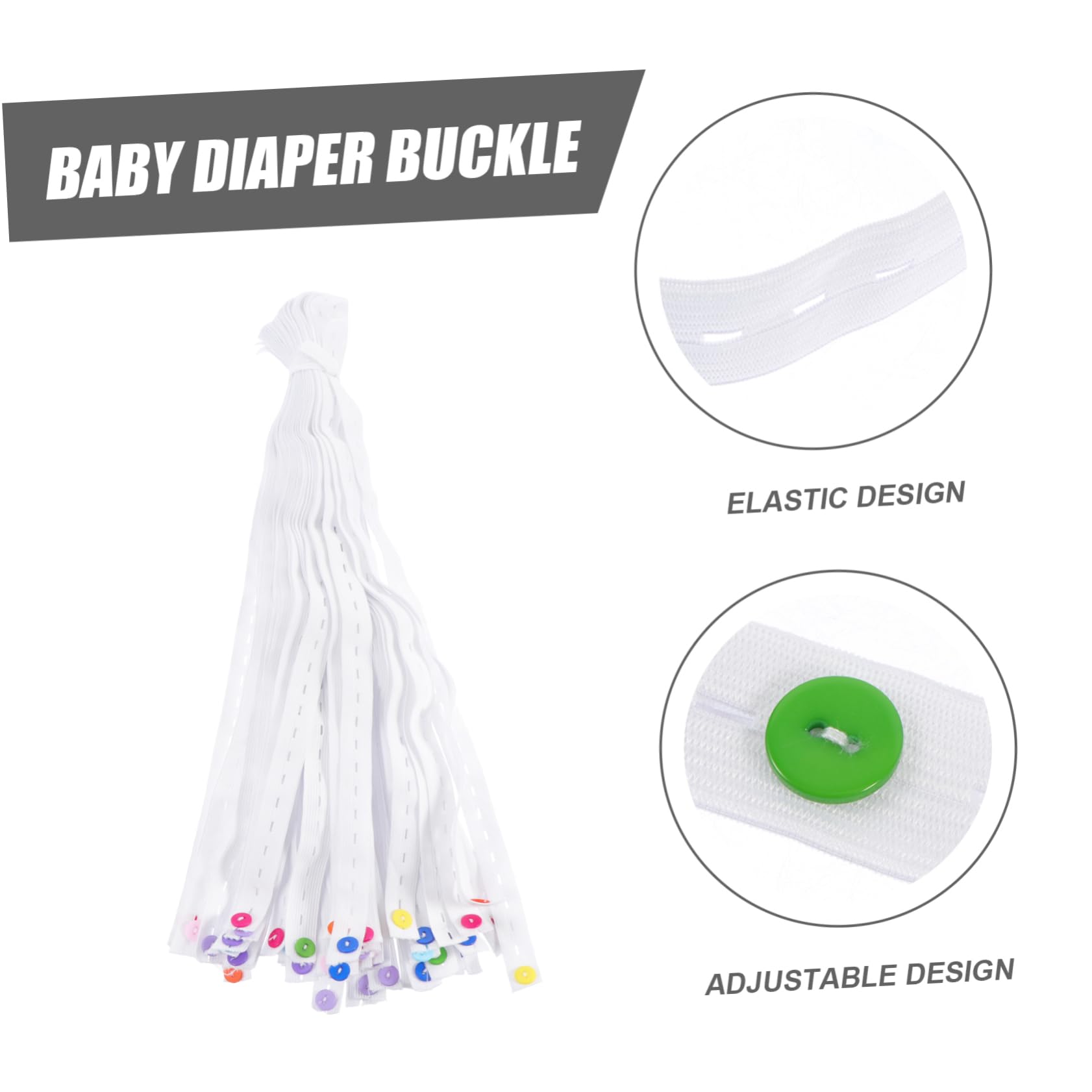 RORPOIR 50pcs Baby Diaper Buckles Diaper Fasteners for Newborn Bulk Adjustable Infant Diaper Belts Comfortable Buckle Design