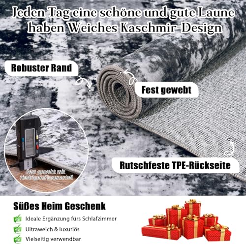 MAST DOO Teppich Wohnzimmer Waschbarer, Moderner Kurzflor Teppich Großer, Abstrakte Schlafzimmer Teppiche Waschbar rutschfest Design für Esszimmer Büro Bereich Dekor Schwarz Weiss Größe 160x230cm