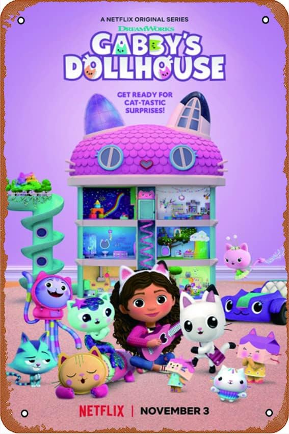 Gabby's Dollhouse TV Series Poster Metal Sign Tin Metal