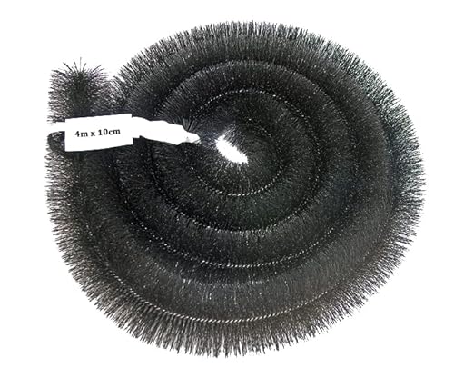 Fine Garden Gutter Brush 4m x 100mm, DIY Gutter Cleaning Tools, Gutter Brush Leaf Guard with Stainless Steel Bristles, Gutter Leaf Guard to Keep Out Leaf and Moss Debris