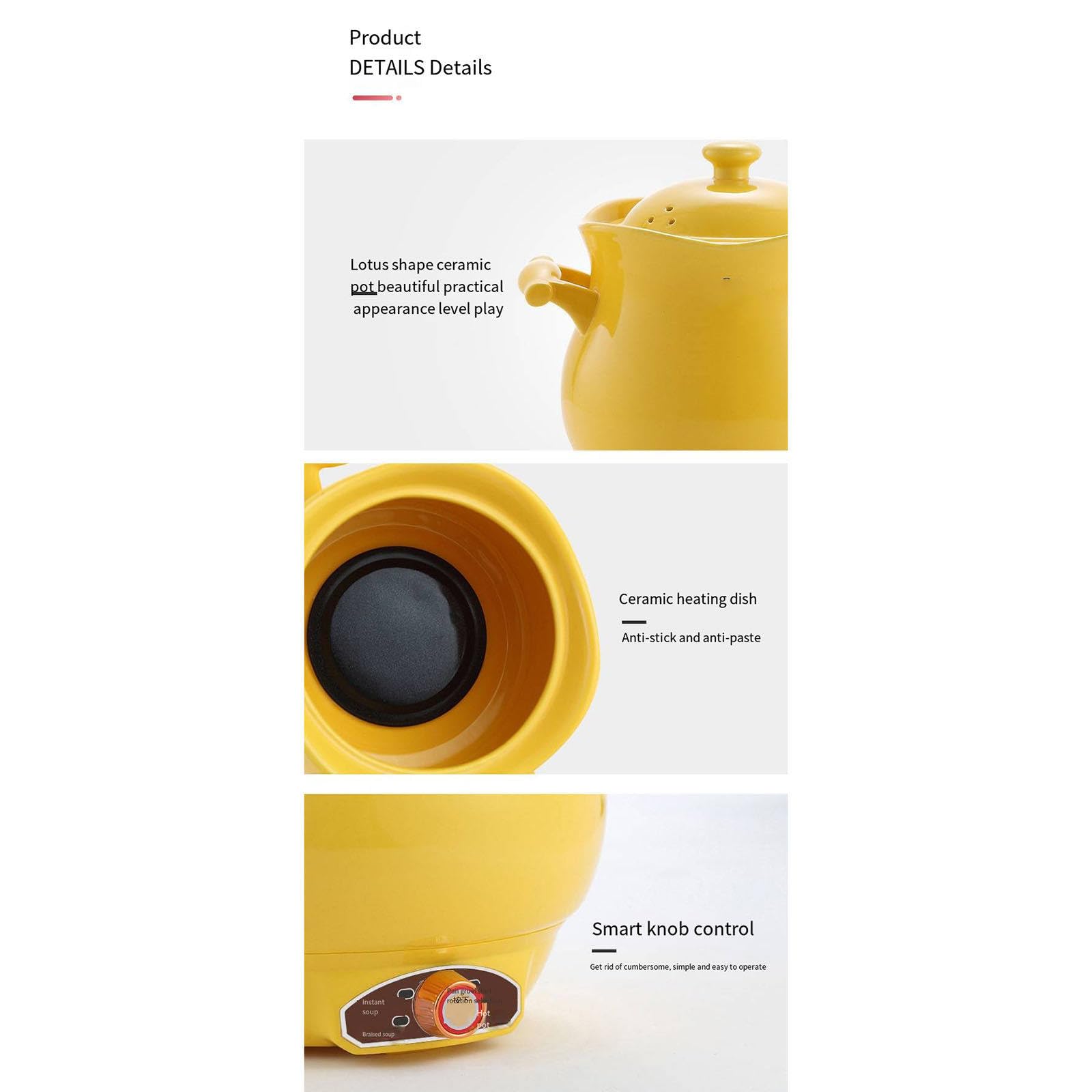 Olla eléctrica para estofado para uso doméstico, sopa y papilla, olla de cerámica totalmente automática, artefacto de salud, calefacción eléctrica multifunción,Blue-3L