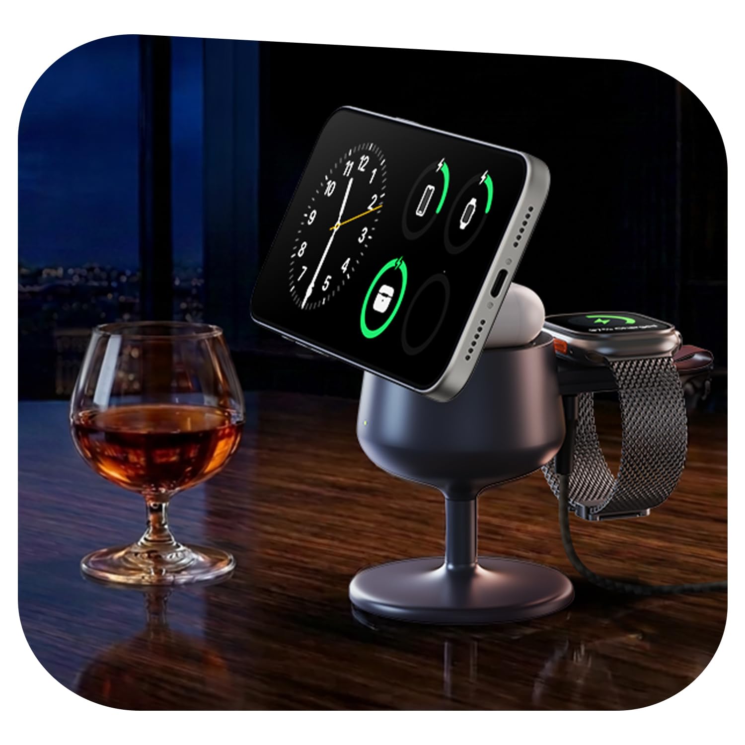 GEEKERA Qi2.2 25W 3-in-1 Ladestation für Apple: MagSafe-kompatibles Schnellladegerät für iPhone 17/16-12, 5W Fast Charger für Apple Watch & AirPods, 45W GaN Adapter, ideal für Zuhause und Büro