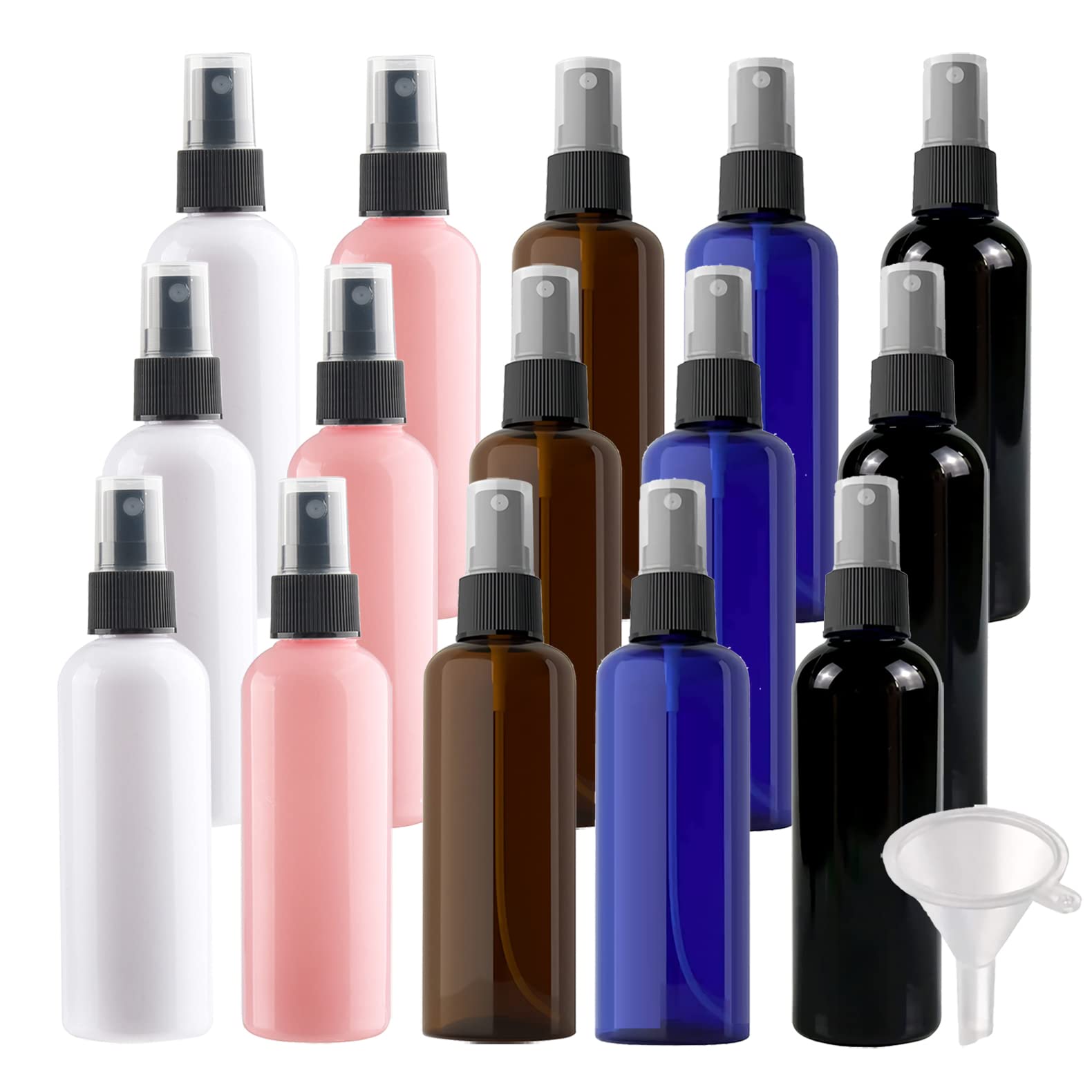 100 Stück Leer 100ml Gemischt Plastik PET Sprühflasche Reise Zerstäuber mit Schwarz Sprühkopf, Klein Feinen Nebel Parfümzerstäuber Reiseflaschen mit 4X Trichter