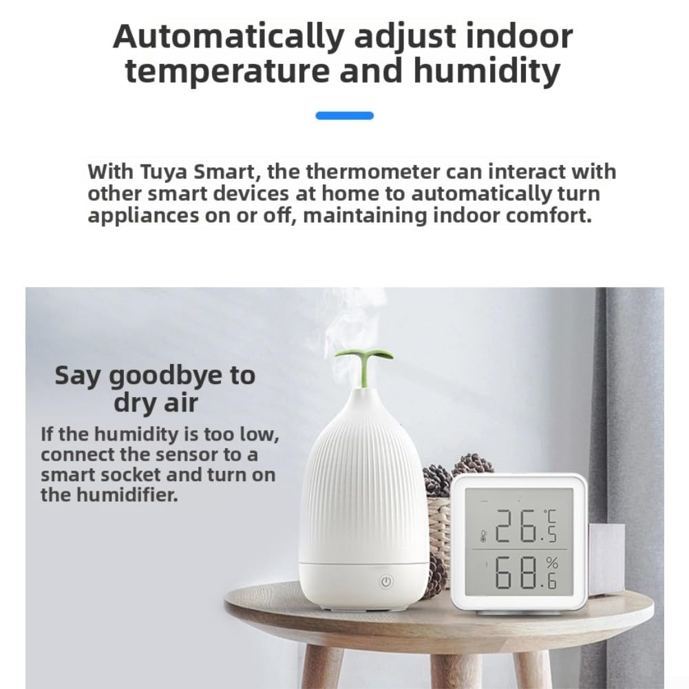 Termometro e igrometro Smart WiFi per Alexa Google Home App Controllo in Tempo Reale Temperatura Umidità Monitor con Avvisi 2.4 GHz Bianco