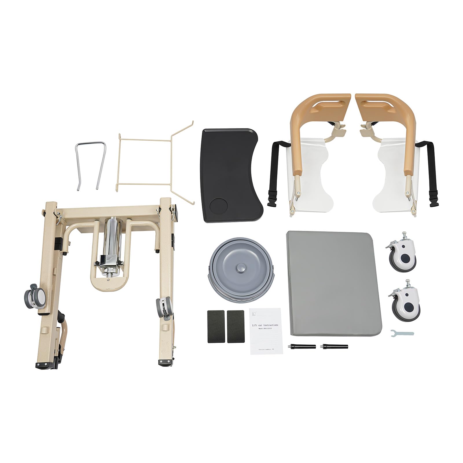 Hydraulischer Patientenlifter mit 180° Geteiltem Sitz Höhenverstellbar Transporthilfe Belastung 200 KG Patiententransportstuhl mit Tischplatte und Rollen