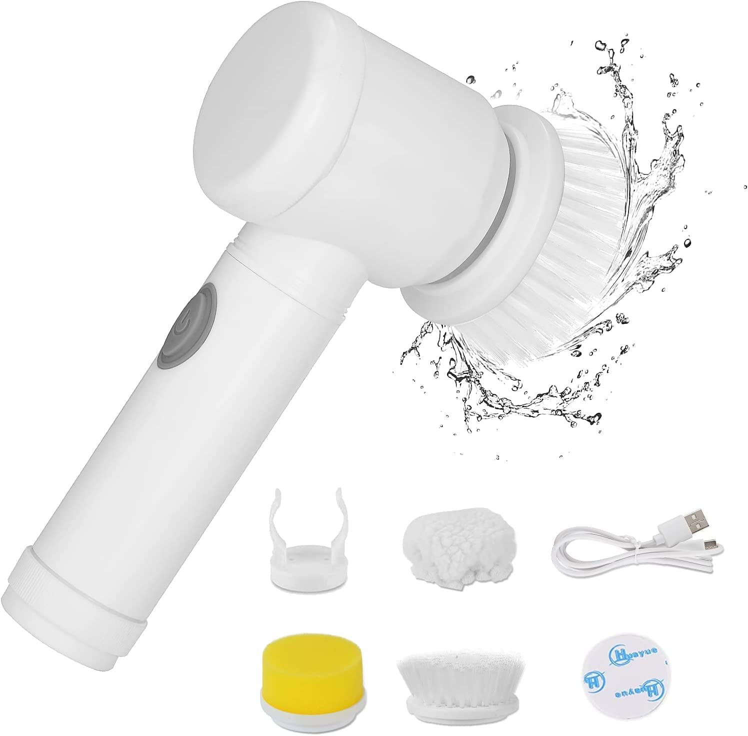 Upgraded 5-in-1 Electric Magic Brush - Cleanofy Rechargeable, Automatic Nega Smart Power, Ideal for Shower Head, Sink, Bathroom, Tiles, Wash Basin, Carpet, Kitchen (Off-Whitecolor)(Pack of 1)-image-5