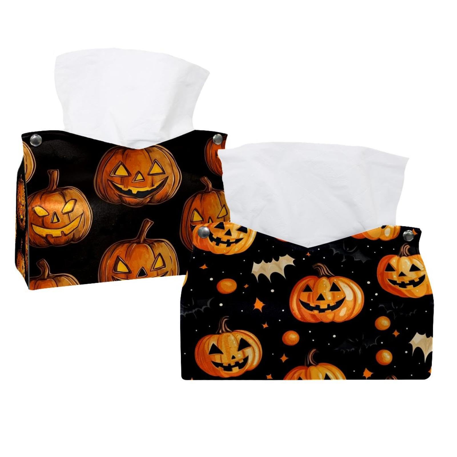 Boîte à mouchoirs citrouille d'Halloween au fini soigné pour commode