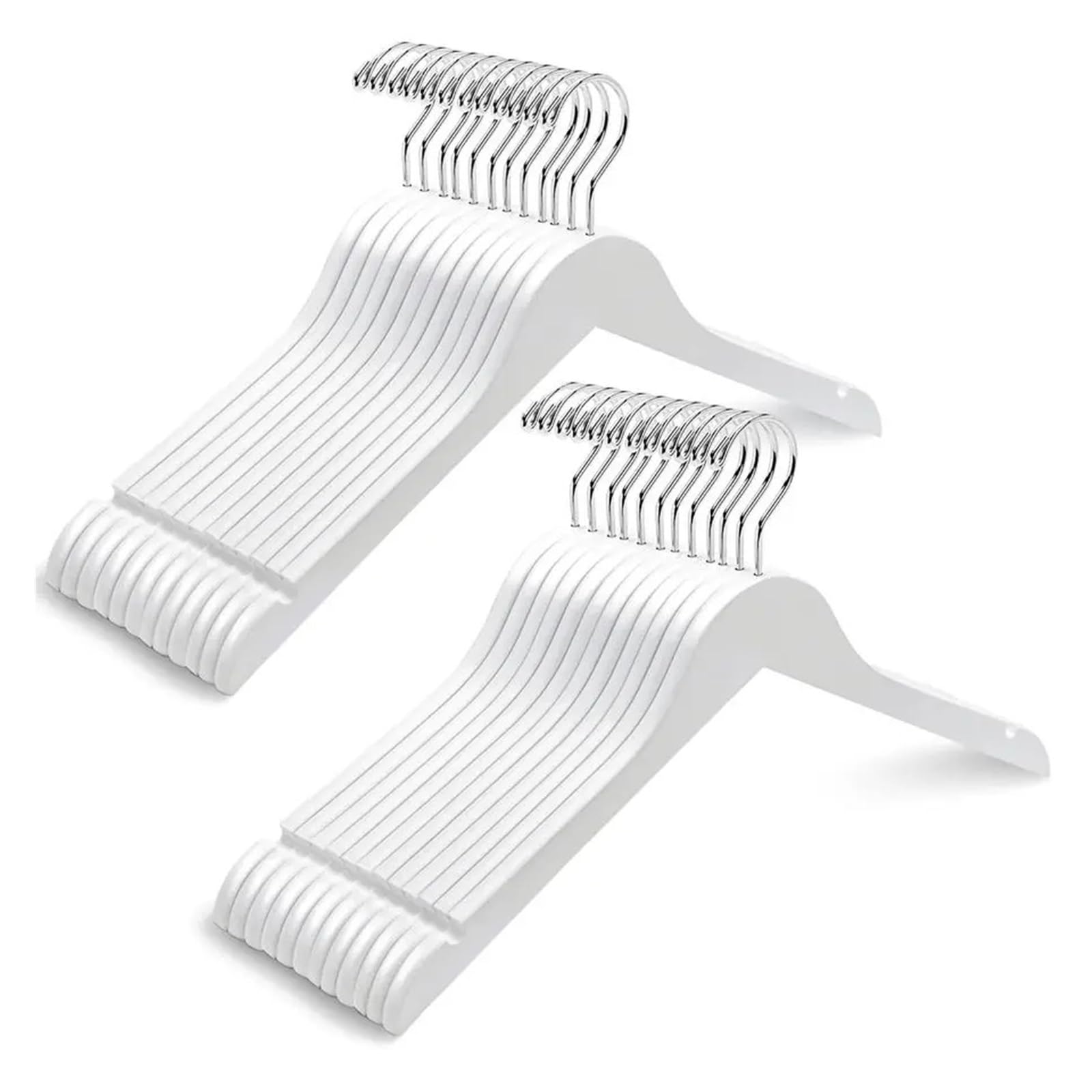 Wooden hangers 24 Pack White Wooden Hangers, Wood Shirt with Notches for Dress, Clothes for Jacket, Coat, Bridal for suit