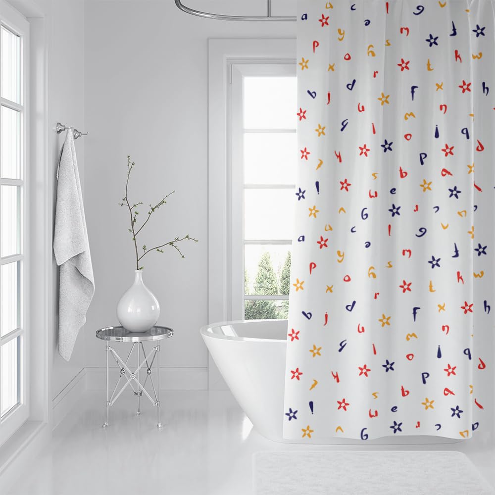 Cortina de Ducha Amarillo Azul Impresión Cortina Ducha Antimoho Impermeable Lavable Poliéster Tela con 12 Ganchos Bañera Cortinas de Baño para Familiar Dormitorio Hotel(180x220cm)