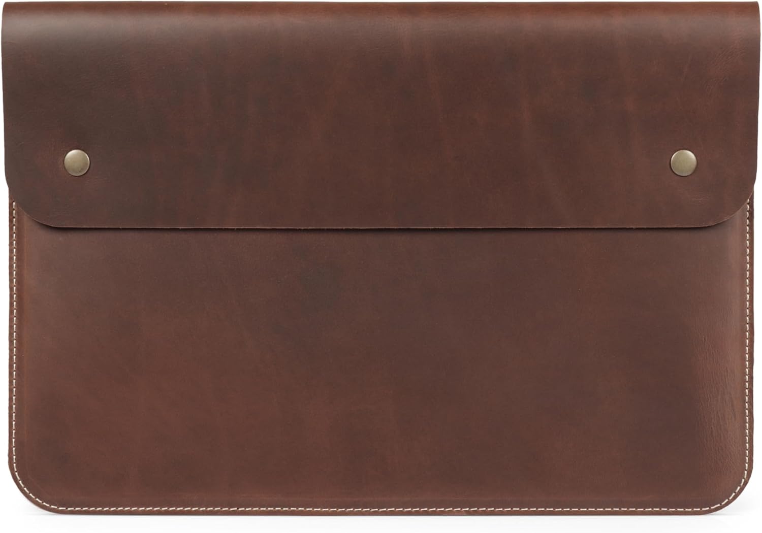 Personalized Top Grain Leather Laptop Sleeve by MegaGear – Custom Engraved Laptop Case for MacBook Pro/Air 15–16 Inch (M1, M2, M3, M4) – Premium Handmade Gift for Men & Women