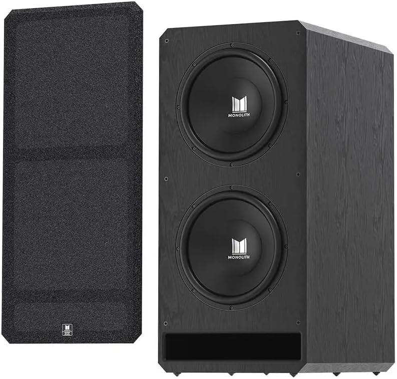 Monolith M-215 THX Ultra Certified Powered Subwoofer - Dual 15-Inch, 2000-Watt Amplifier, Massive Output, Low Distortion, for Home Theater Systems, Black Ash Finish