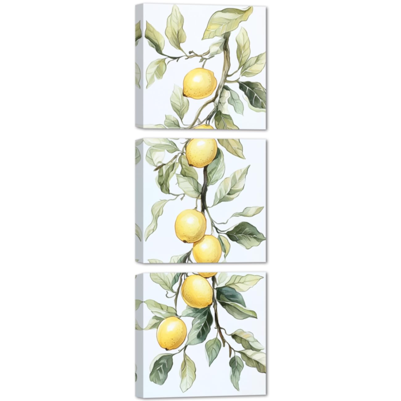 AWPANERAR Lemon Canvas Wall Art 3 Panel Kitchen Wall Decor Citrus Fruit Picture Prints Yellow Lemon Tree Painting Rustic Farmhouse Artwork for Dining