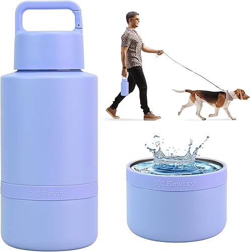 Botella de agua aislada para perros con cuenco de viaje, regalo para amantes de los perros, dispensador de botella de agua portátil, accesorios para