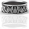Wolf Ring for Men, Retro Wolf Totem Rings, Cross Line Ring, Norse Viking Wolf Ring, Wolf Signet Rings, Amulet Ring, Punk Ring, Animal Wolf Jewelry for mens