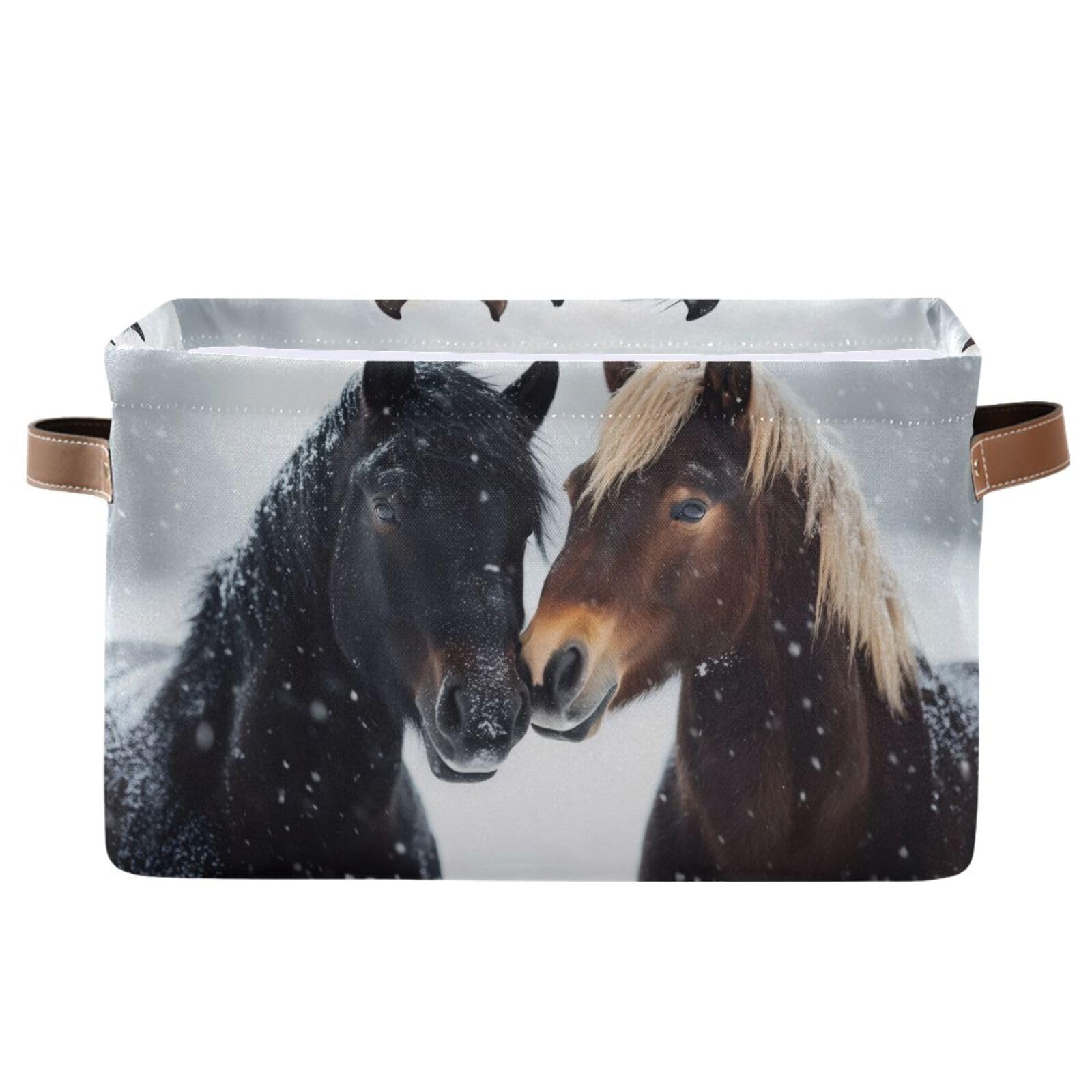 Grckit A Two Wild Horses Storage Baskets Foldable Fabric Baskets Large Storage Bins For Organizing Shelves Closet Home, Decorate Your Rooms