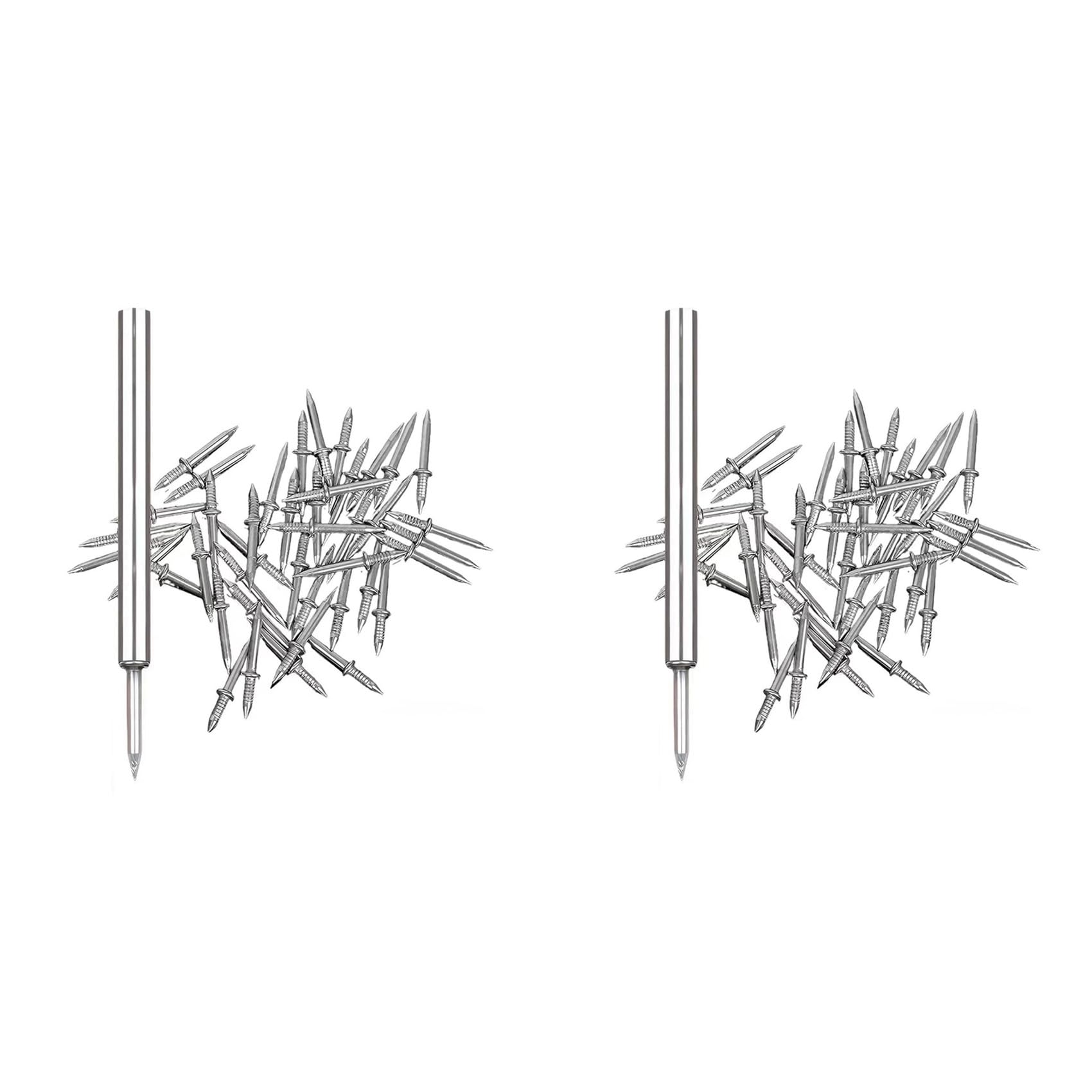 Jnchdghwa Silver 200Pcs Double-Head Skirting Thread Seamless Nail, Skirting Line Without Marks Nail, Seamless Nail With Nail Sleeve Tool