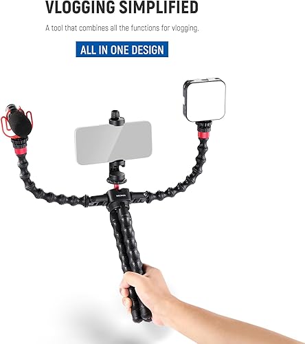 Miniatura 7 de NEEWER Trípode flexible T91 con dos brazos mágicos, mini trípode de viaje para vlogging con obturadorabrazadera de teléfonosoporte de cámara de