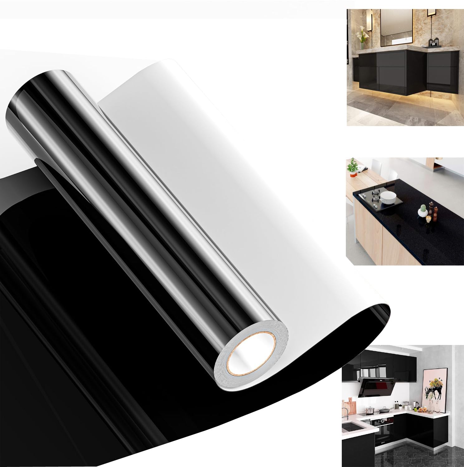 SUPERFAB™ Black Glossy Wallpaper Peel & Stick Vinyl Contact Paper Self Adhesive Wallpaper for Kitchen Cabinets Furniture Countertop Removable Waterproof Wallpaper Vinyl (2 FEET X 4 FEET) (B0CT3KXKCH) Amazon Price History, Amazon Price Tracker