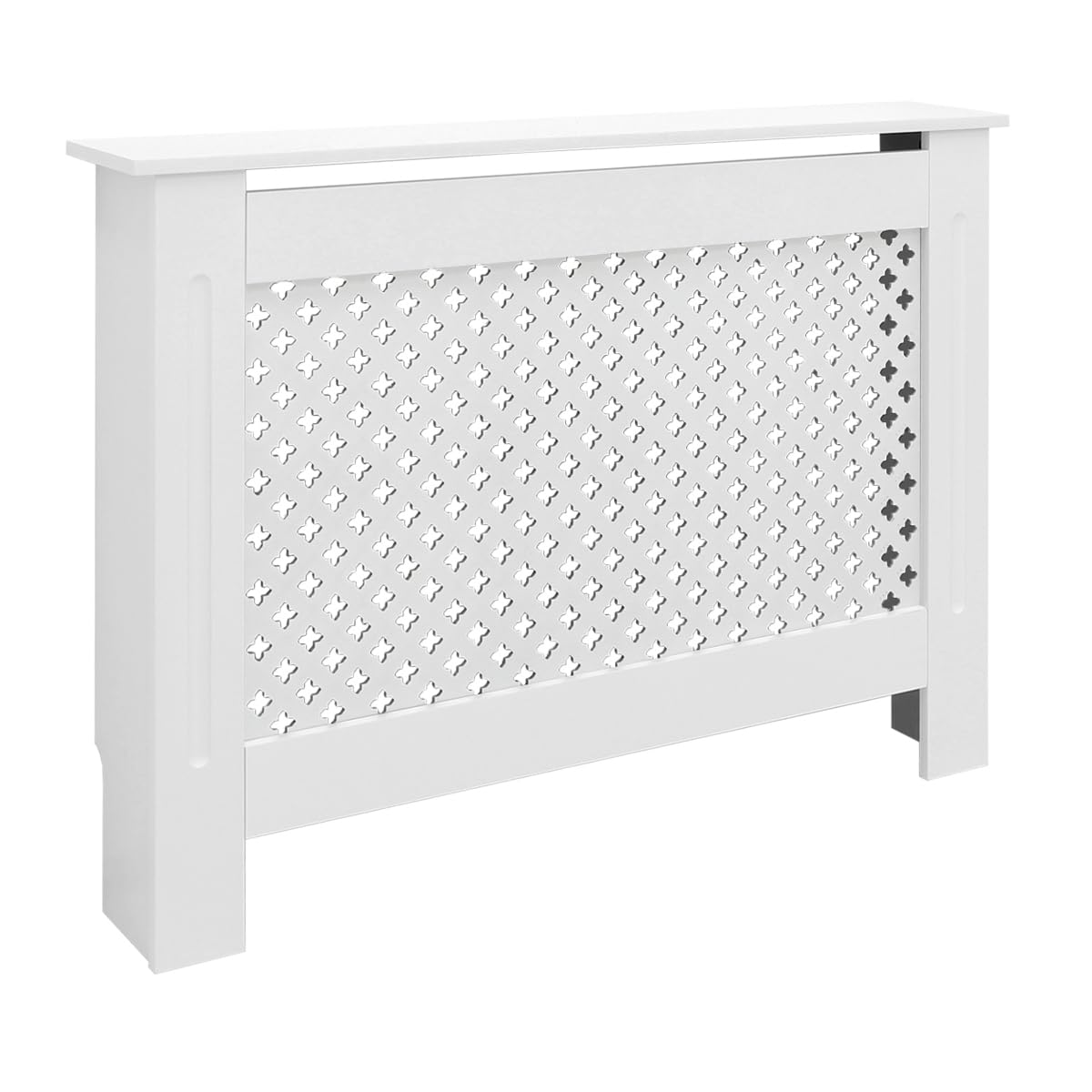 ECD Germany Heizkörperverkleidung mit Wabenmuster 112x19x82 cm Weiß aus MDF lackiert für Schlafzimmer Wohnzimmer Heizungsverkleidung Heizkörperabdeckung Heizungsabdeckung Heizung Heizkörper Abdeckung