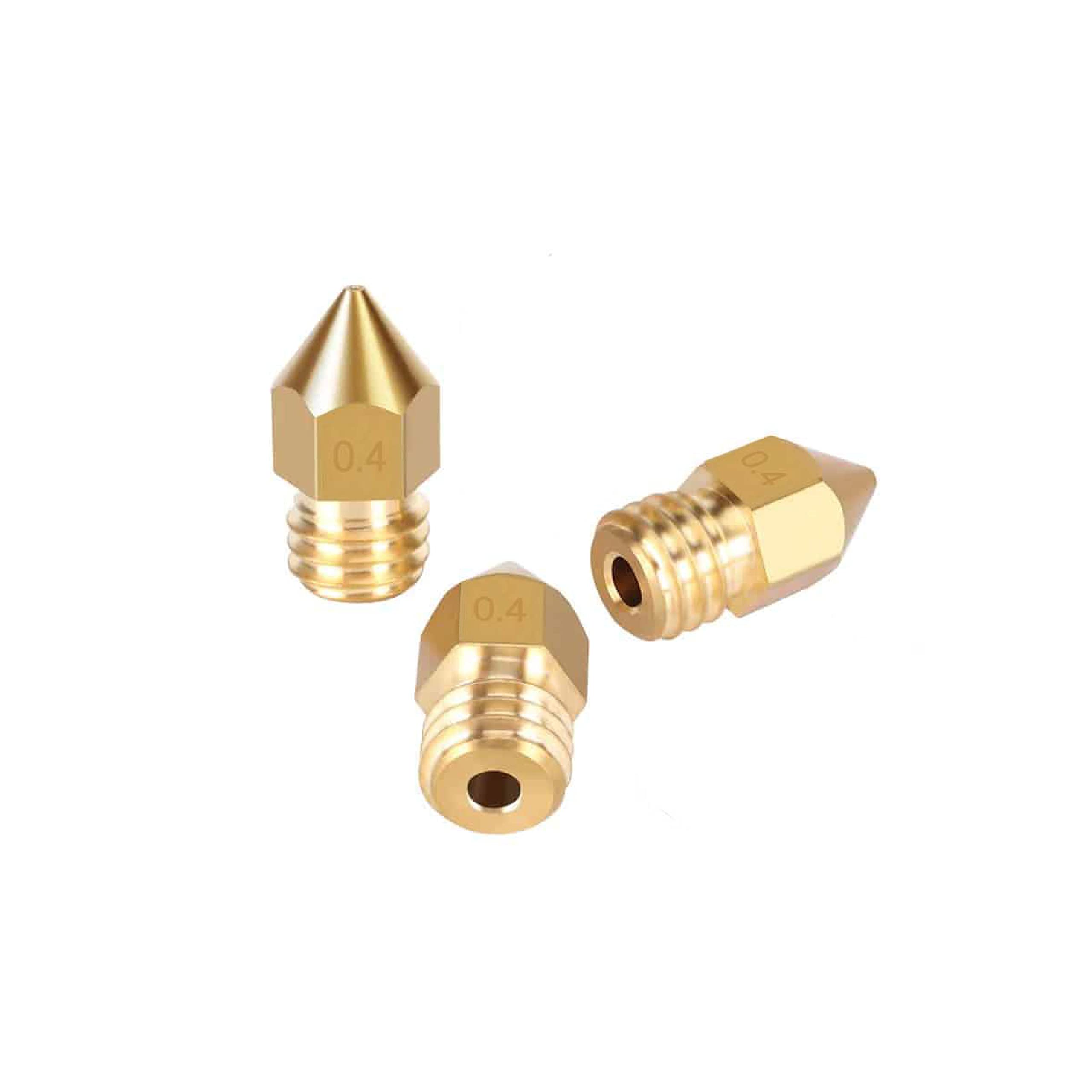 TESSERACT 0.4mm Extruder Nozzle For 3D Printer | MK8 Brass Nozzle for 3D Printing | Made in India Compatible With Anet A8 Makerbot MK8 Creality CR-10 S4 S5 Ender 3 3Pro 5 (Quantity-3 Nozzle MK8 0.4mm)