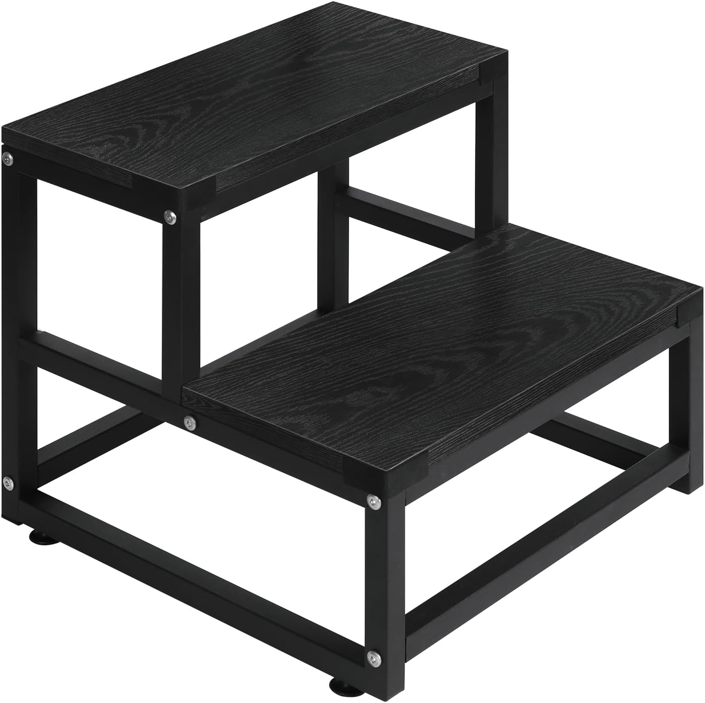 LIANTRAL Step Stools for Adults Kids, 2 Step Stool, Heavy Duty Steel and Sturdy Wooden Step