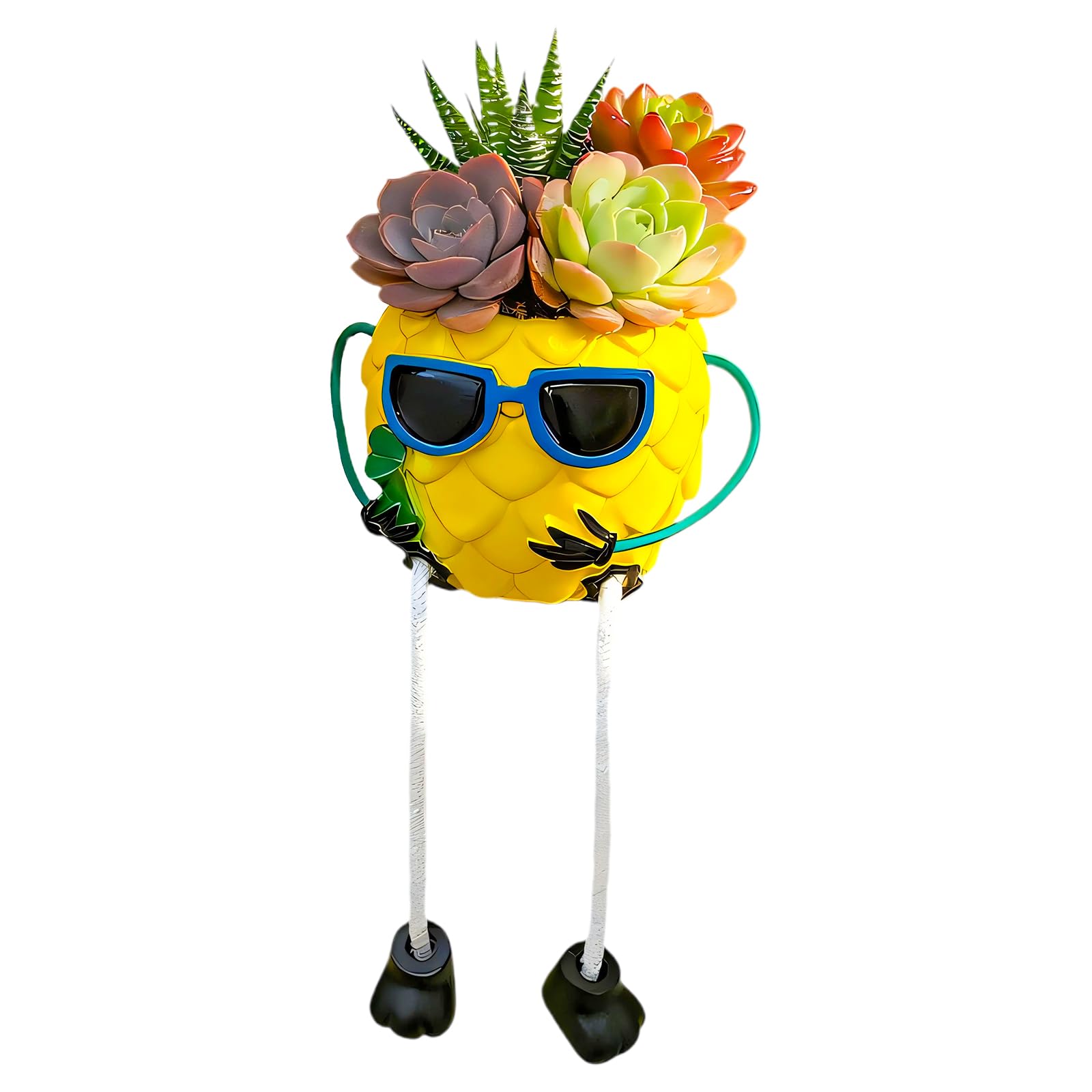 WLNEXT Lovely Pineapples Shape Resins Planter with Playfulness Legs Small Pineapples Container Living Room Balcony Decorations Small Themed Flower Holder