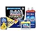 Finish Detergente per lavastoviglie Limone 250 ml x2, deodorante per lavastoviglie al limone e lime, confezione da 2, Quantum Lemon Lavastoviglie Compresse 100 e brillantante 800 ml x2